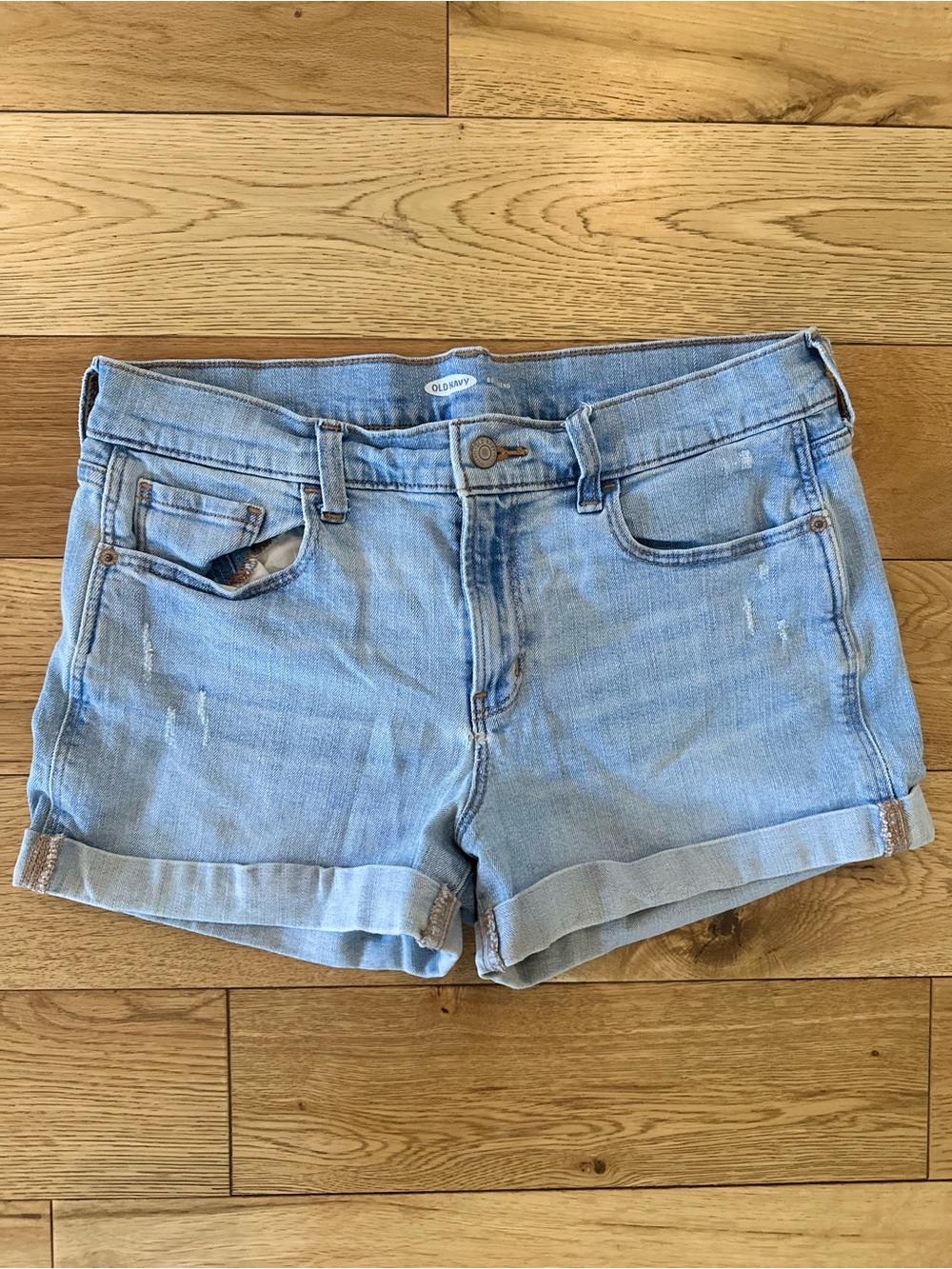 Old Navy Light Wash Denim Roll Cuff Boyfriend Shorts